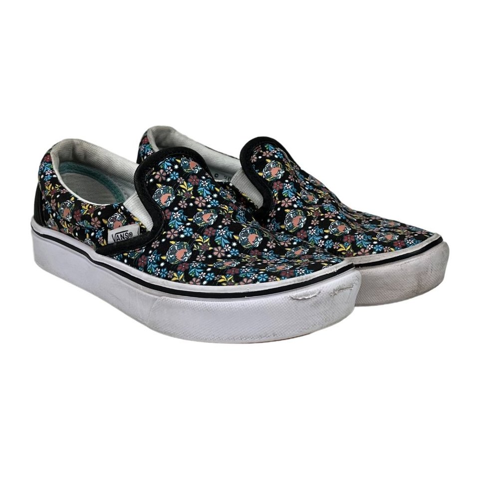 Vans Kids Slip-On Floral Black Casual Skate Shoes